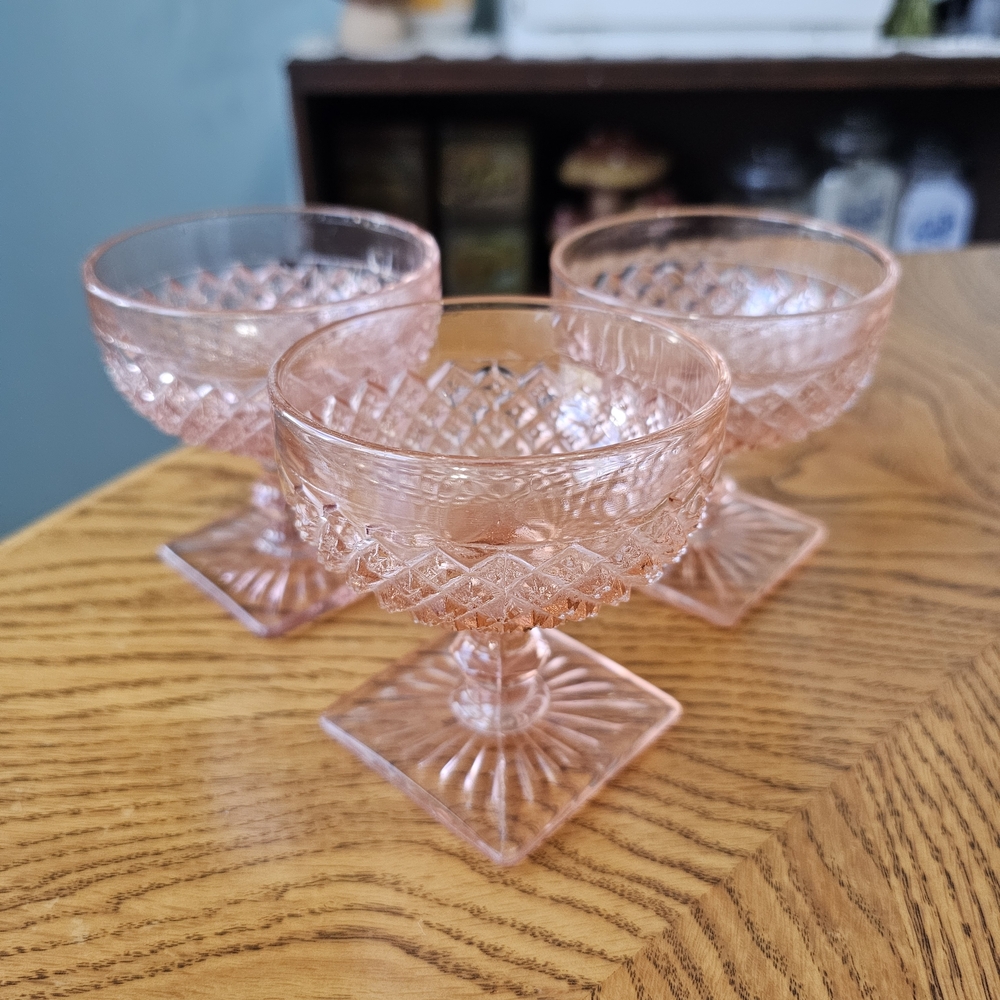 Vintage Antique Pink Anchor Hocking Miss America Depression Glass Dessert Cups - Picture 2 of 5